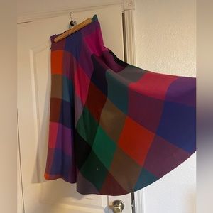 Rainbow plaid maxi skirt vintage